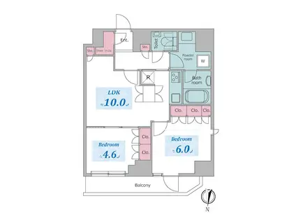ドゥーエ日暮里(2LDK/5階)の間取り写真