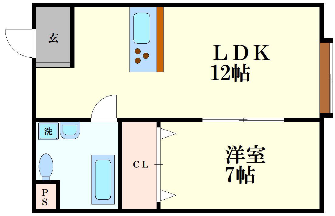 ベイアパートメント(1LDK/3階)の間取り写真