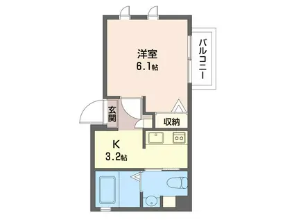 アトリオ桜の木(1K/1階)の間取り写真