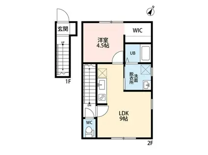 ROOMSII(1LDK/2階)の間取り写真