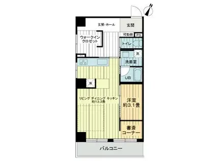 ライオンズマンション神戸元町第2(1LDK/8階)の間取り写真