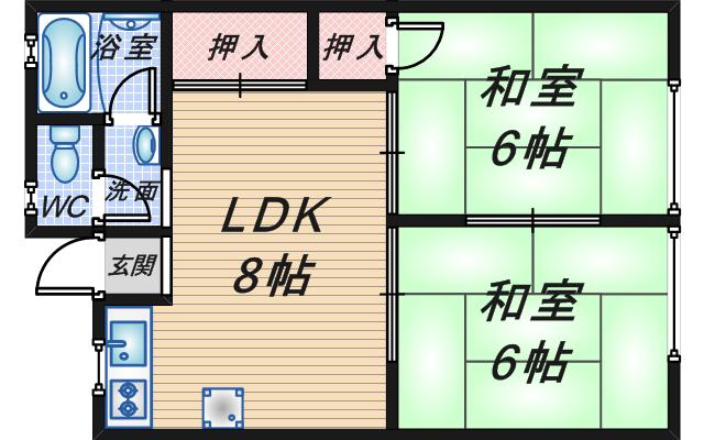 草野マンション8号館(2LDK/4階)の間取り写真