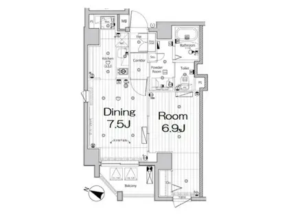 レガシア千代田三崎町(1LDK/13階)の間取り写真