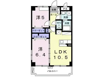 グラン アルブル(2LDK/2階)の間取り写真