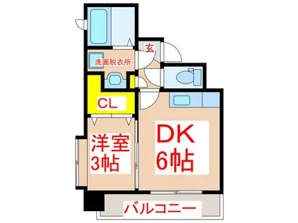 TOSCANA(1DK/6階)の間取り写真