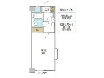 フローラ姫子(1K/4階)の間取り写真