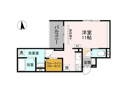 フローリッシュ(ワンルーム/2階)の間取り写真