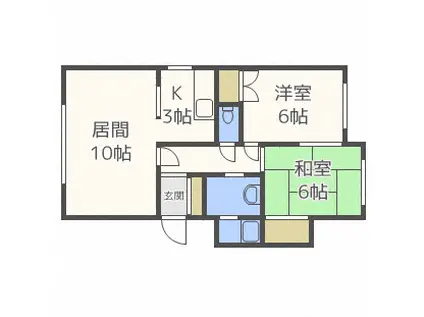 リバーストーン篠路(2LDK/1階)の間取り写真