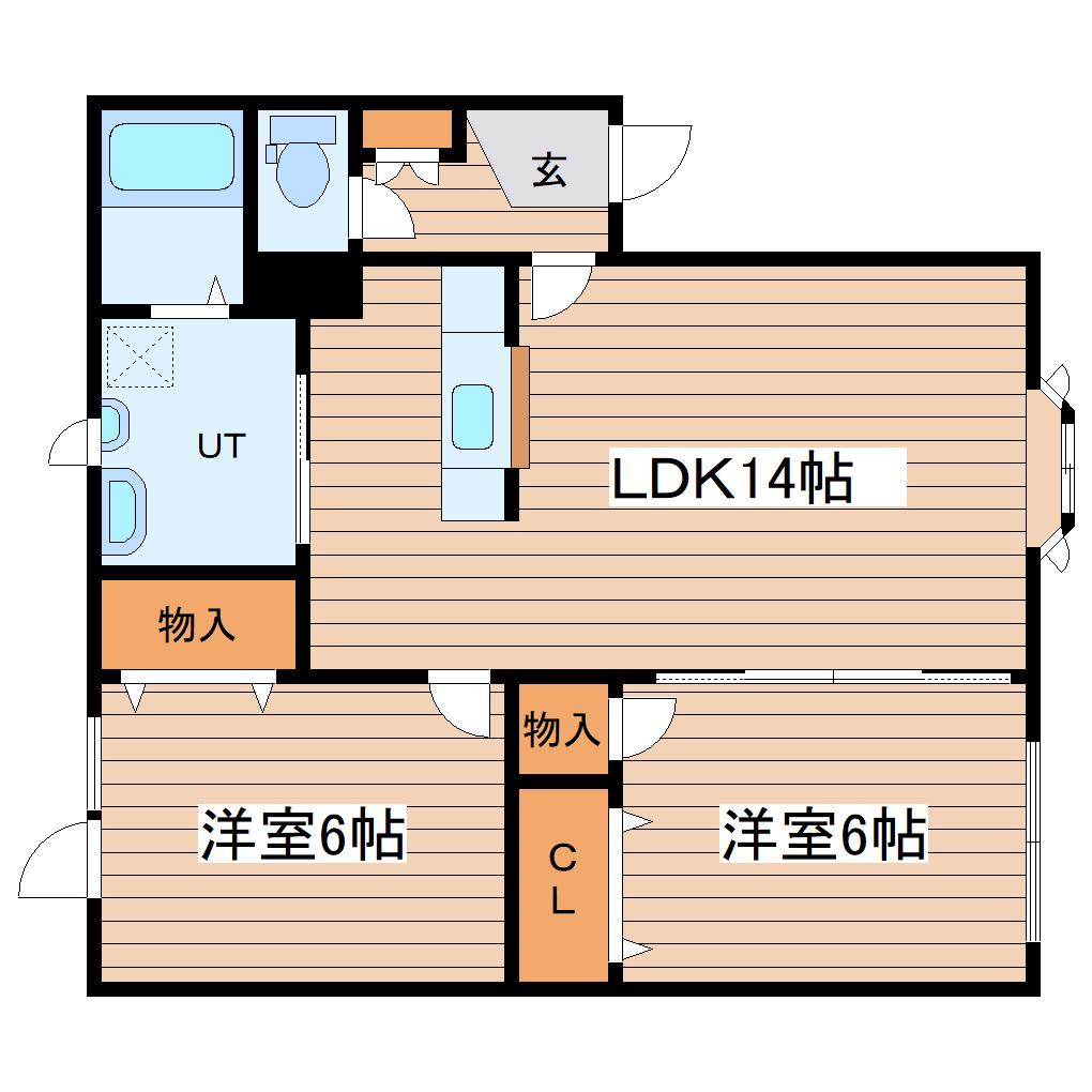 アマランス伏古(2LDK/2階)の間取り写真