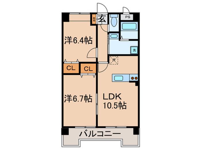 グリーンパレス東大曽根(2LDK/8階)の間取り写真