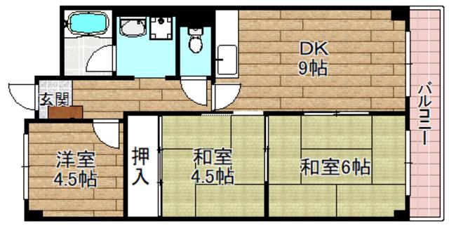 高槻センチュリーマンション(3DK/4階)の間取り写真