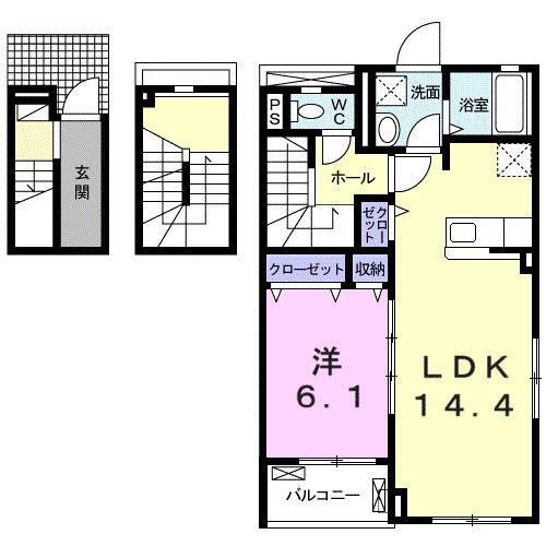 カーサ フェリーチェ(1LDK/3階)の間取り写真