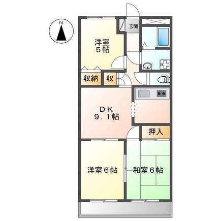 ソフィア花北(3DK/1階)の間取り写真
