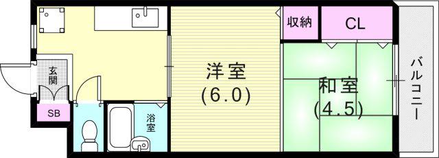 コーポアルム2(2K/2階)の間取り写真