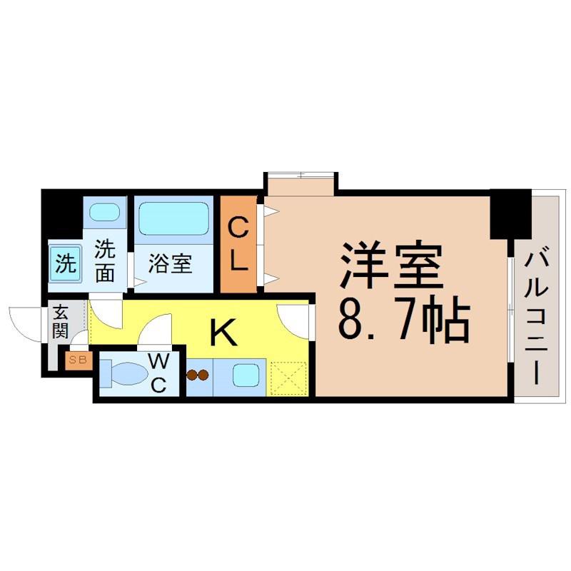 PRESTAGE名駅(1K/7階)の間取り写真