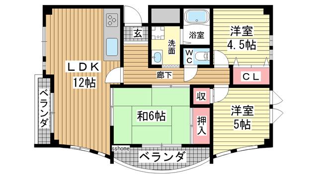 ファイブ西岡本(3LDK/2階)の間取り写真
