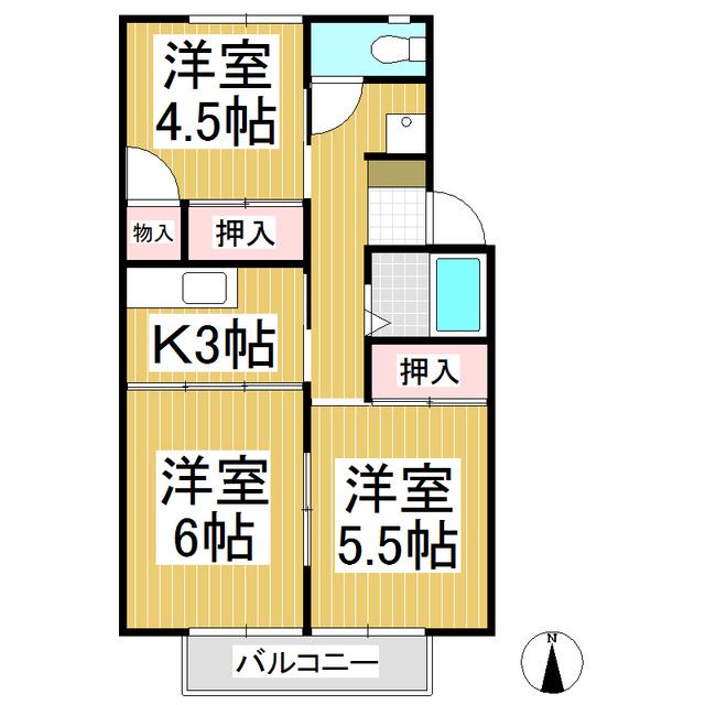コスモタウンJ&M B棟(3K/2階)の間取り写真