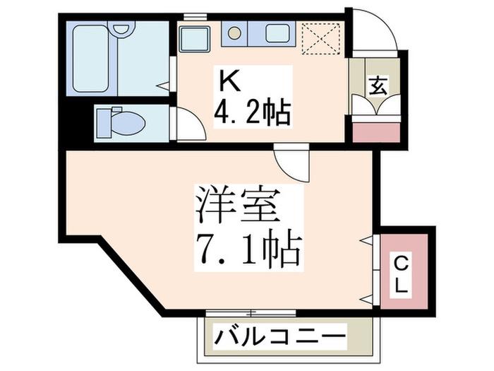 アーミテージ(1K/2階)の間取り写真