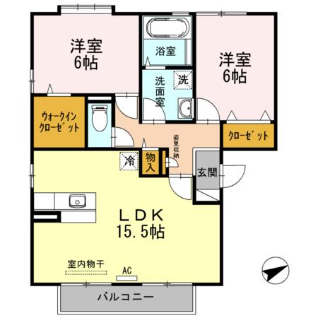 サザンウィンド新涯(2LDK/3階)の間取り写真
