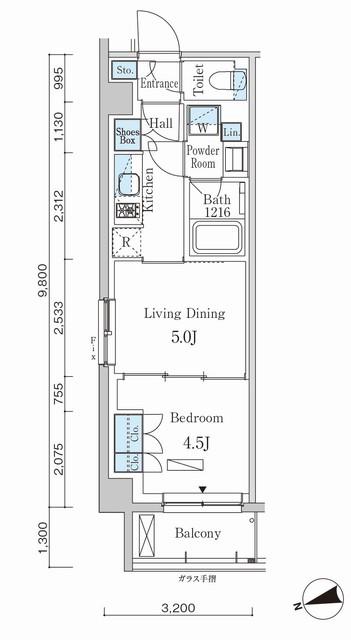 パークアクシス市谷左内町(1LDK/2階)の間取り写真