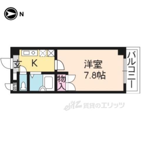 リバティ新町(1K/1階)の間取り写真