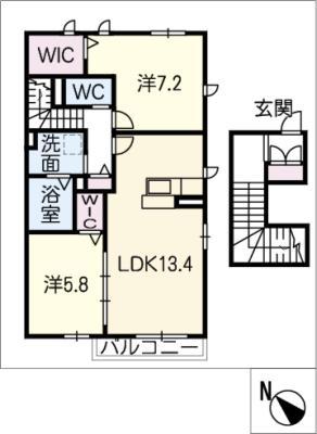 ARC ANGE(2LDK/2階)の間取り写真