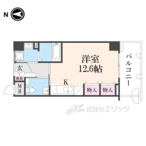 リヴァーウエスト西野山(ワンルーム/2階)の間取り写真