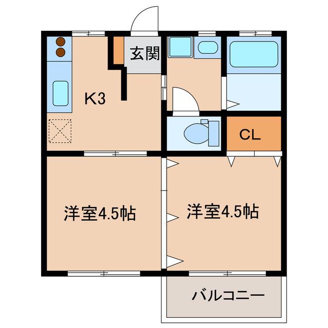 ソレイユ(2K/1階)の間取り写真