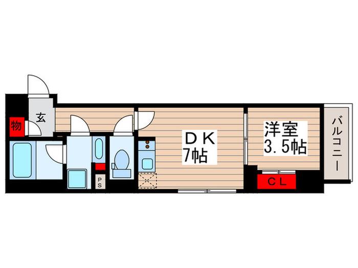 レジディア高円寺(1DK/2階)の間取り写真