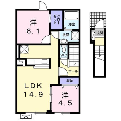 メゾンKT13号館(2LDK/2階)の間取り写真