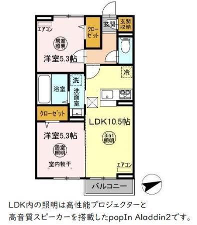 IDEALII(2LDK/1階)の間取り写真