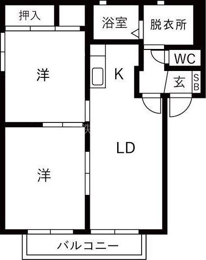 ル パンB(2LDK/2階)の間取り写真