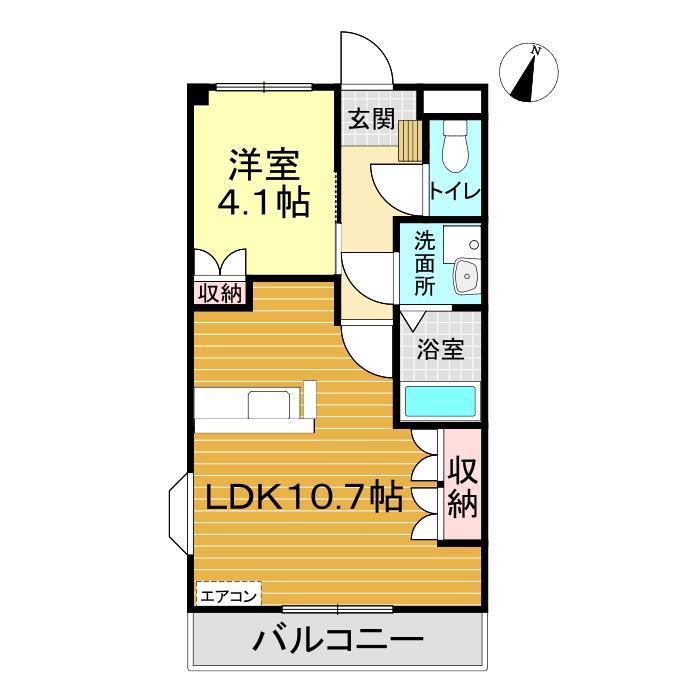 ビューテラス長府(1LDK/2階)の間取り写真