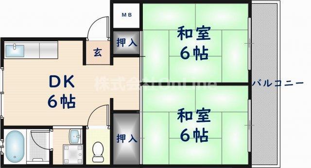 大蓮グリーンマンション(2DK/2階)の間取り写真