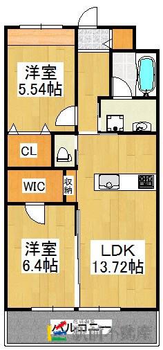 プリマヴェーラ一條(2LDK/1階)の間取り写真