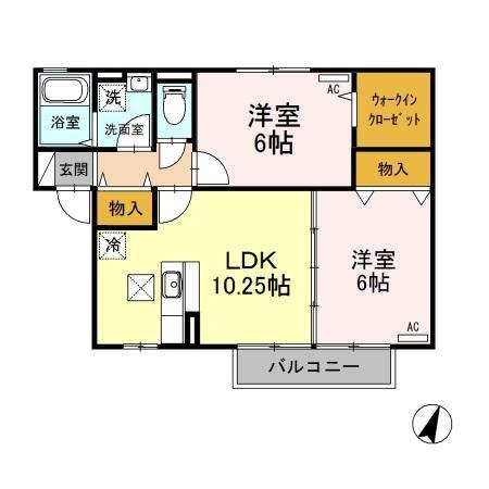 サンスクエア(2LDK/1階)の間取り写真