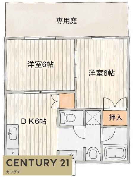 エスポワールガーデン I(2DK/1階)の間取り写真