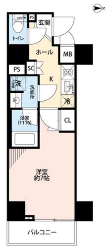 プレール・ドゥーク住吉IV(1K/5階)の間取り写真