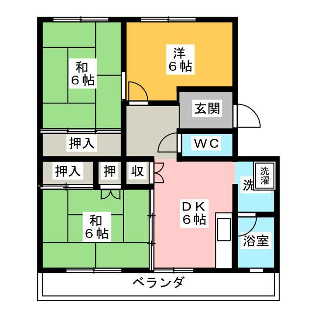 ウィスタリアコートB棟(3DK/3階)の間取り写真