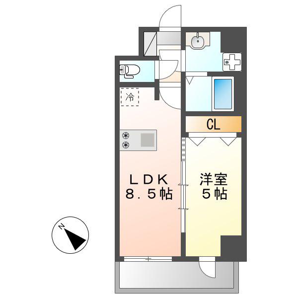 アステリ鶴舞テーセラ(1LDK/15階)の間取り写真
