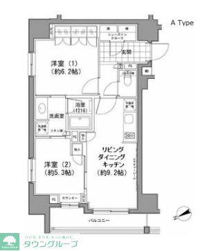 パークハビオ八丁堀(2LDK/8階)の間取り写真