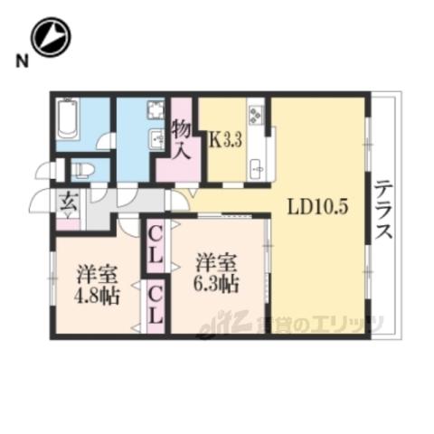 メゾン小西梅影3(2LDK/1階)の間取り写真