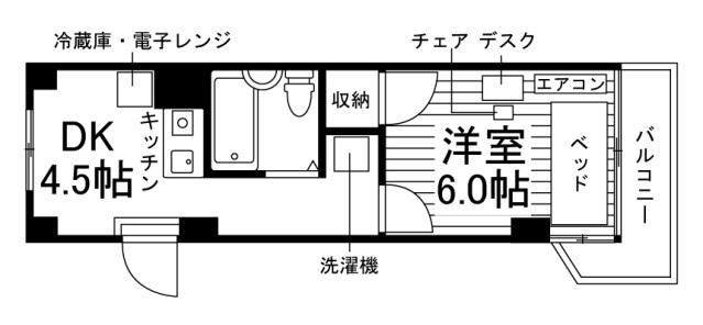 オリーブ桑田(1DK/3階)の間取り写真
