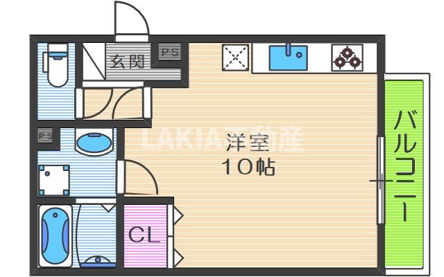 ウエストアロー阿波座(ワンルーム/3階)の間取り写真