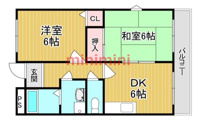 ルヴェール太田(2DK/2階)の間取り写真