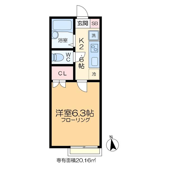 カーサーアオイA・B(1K/2階)の間取り写真