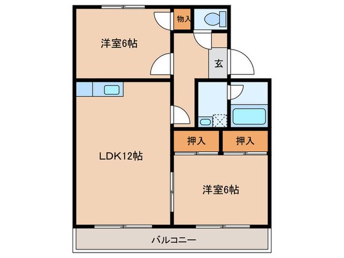 アイリス和志山(2LDK/2階)の間取り写真