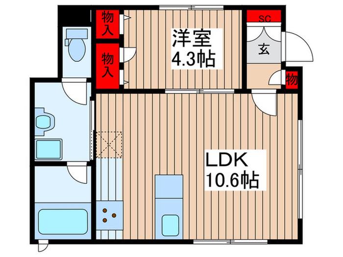 HALE LUANA(1LDK/1階)の間取り写真
