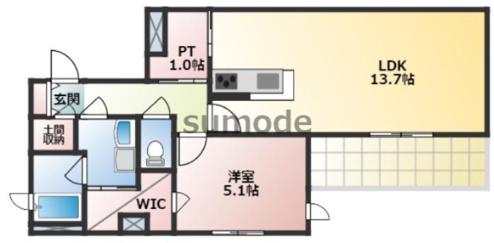 サニーコートノース(1LDK/2階)の間取り写真