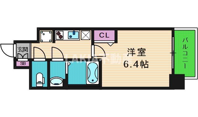 プレサンス上町台筆ケ崎サウス(1K/5階)の間取り写真
